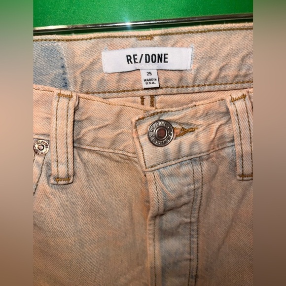 NWT Re/Done 90s Destroyed Straight Leg Orange Tint Jeans size 25 - Picture 6 of 12